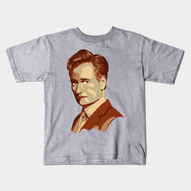 Conan O'Brien Portrait Kids T-Shirt by Slightly Unhinged